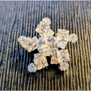 Vintage Flower Pinwheel Rhinestone Brooch